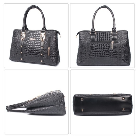 The Belinda Crocodile Embossed Vegan Leather Bag - Picture 8 of 8